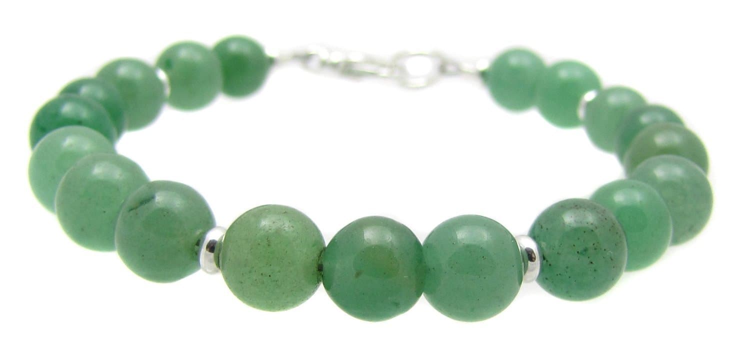 4th Heart Chakra Green Aventurine Gemstone Beaded Bracelet 7 3/4", Chakra Energy Balancing Jewelry