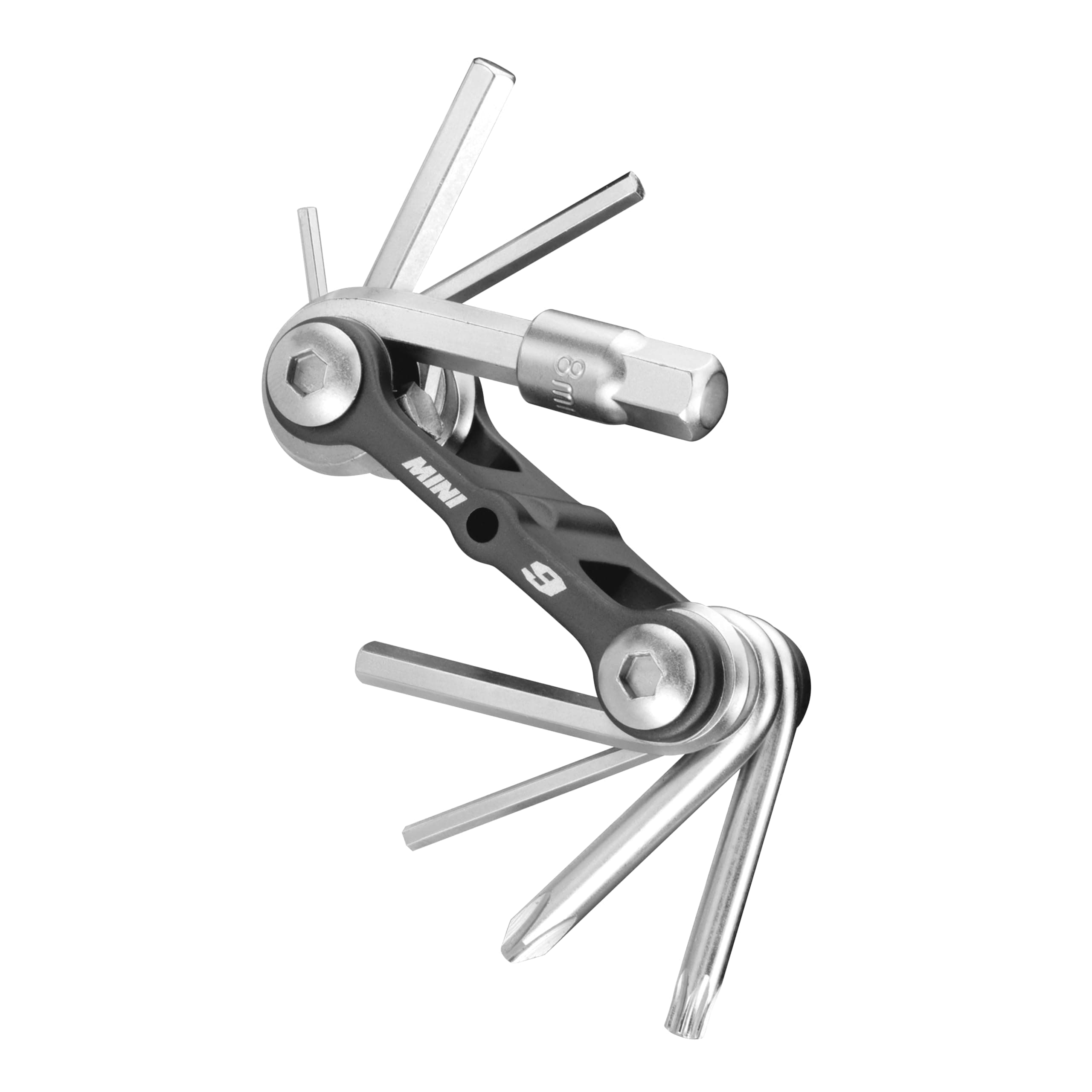 The Mini 9-Function Bicycle Tool, Black/Silver, L X W H 6.6 3.1 2Cm / 2.6” X 1.2” X 0.8”, Tt2409