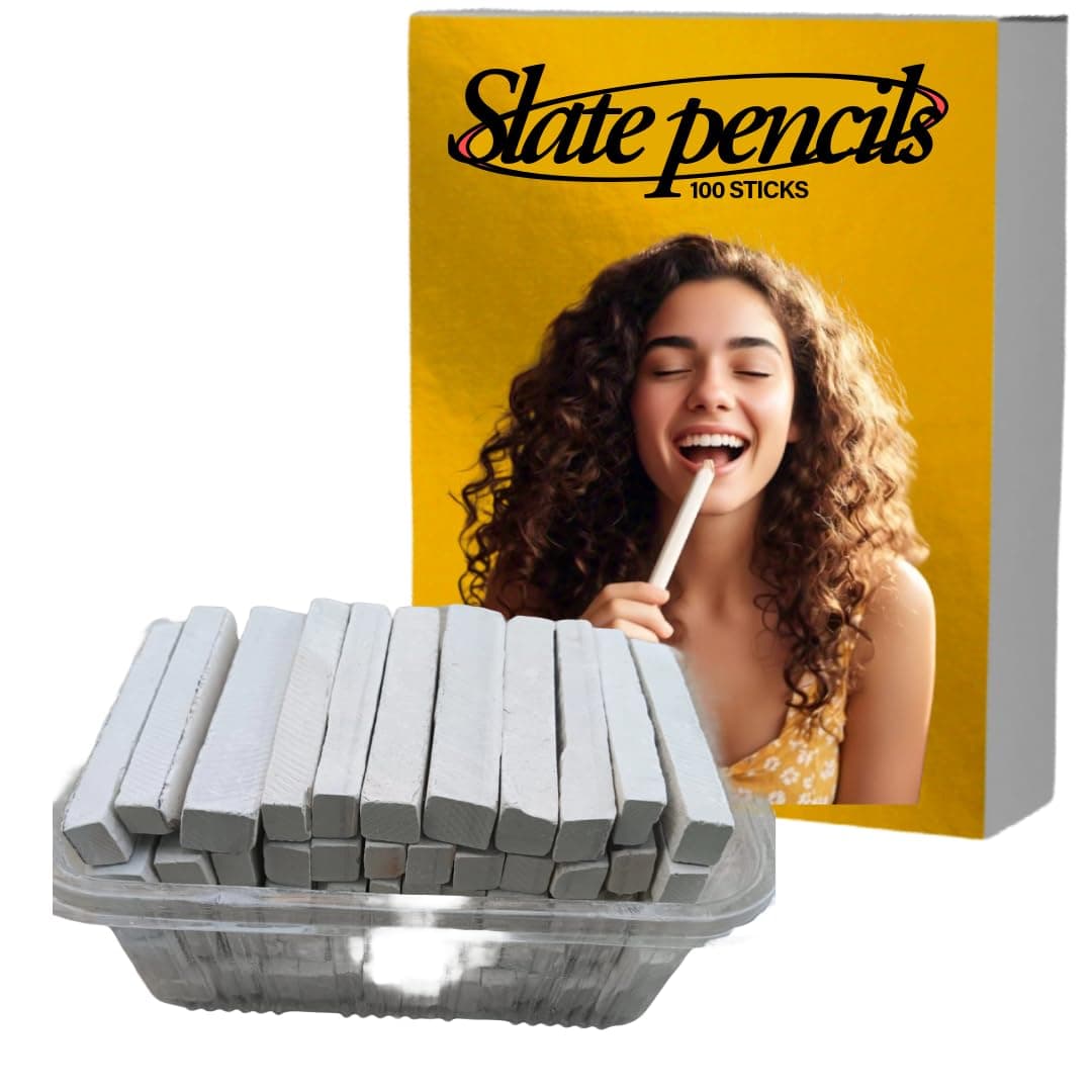 Slate Pencils - 1kg Box | Premium Natural Slate Sticks with Earthy Texture | Non-Toxic, Safe Chalk Sticks (100)