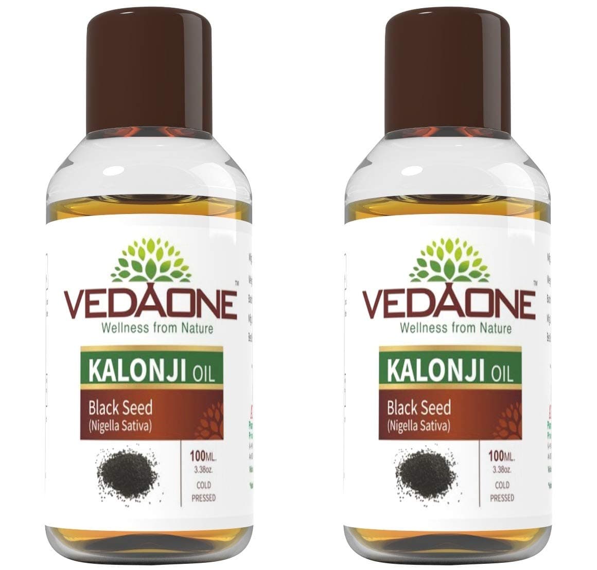 Vedaone 100% Natural Cold Pressed Kalonji Black Seed Cumin Oil - 100ml For Hair, Skin and Body (Pack of 2)