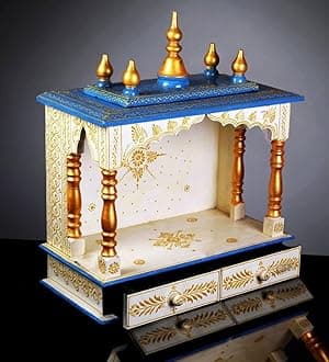 Kamdhenu art and craft Wooden Temple/Home Temple/Pooja Mandir/Pooja Mandap/Temple for Home (N WH)