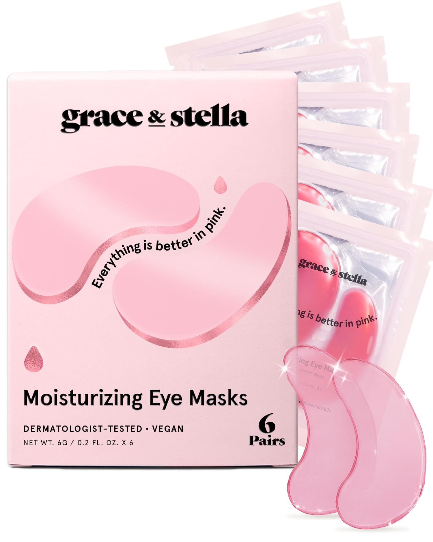 Award Winning Under Eye Mask (Pink, 6 Pairs) Reduce Dark Circles, Puffy Eyes, Undereye Bags, Wrinkles - Gel Under Eye Patches - Gifts for Mom - Vegan Cruelty-Free Self Care