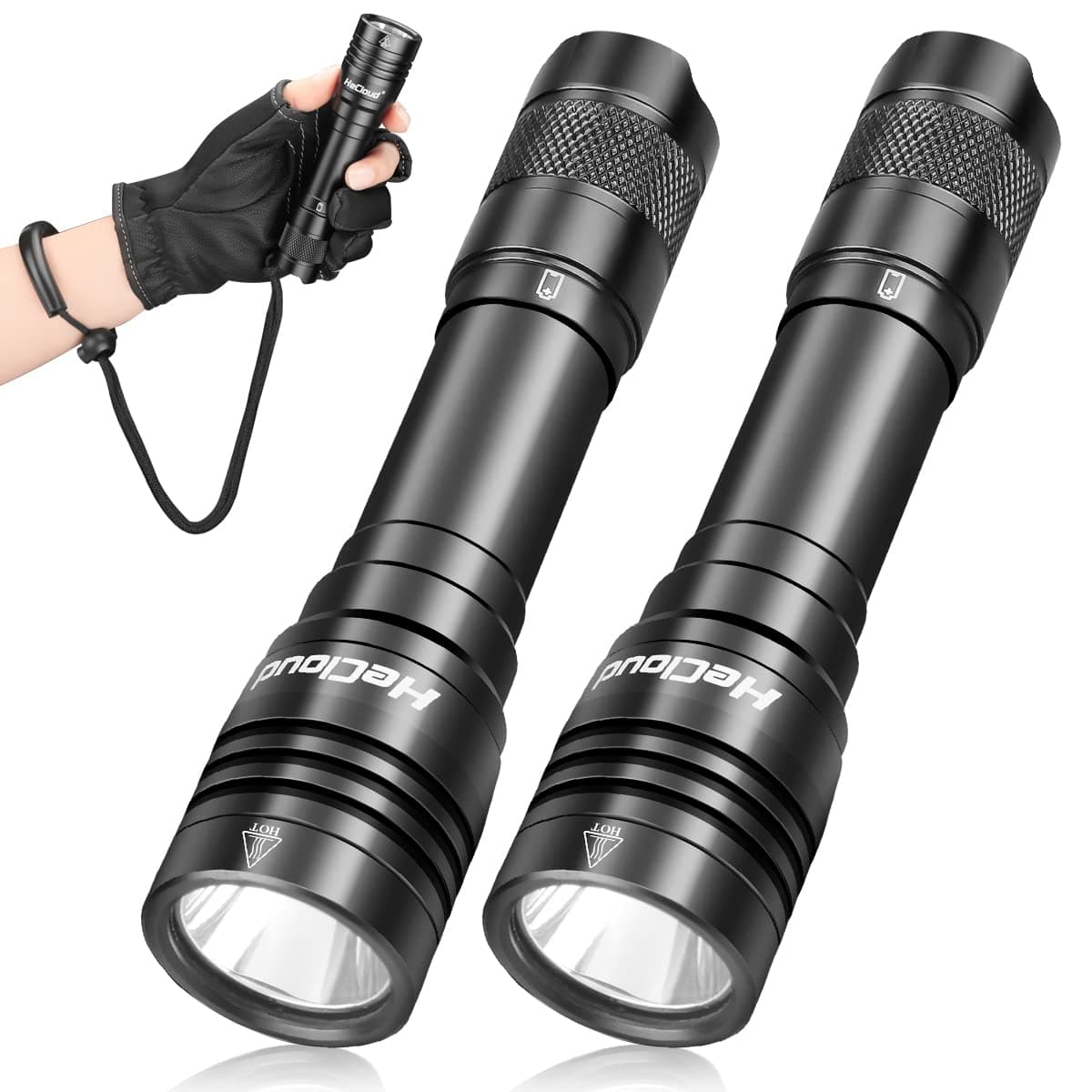 2 Packs Professional Scuba Diving Flashlight IPX8 Water-Resistant Waterproof with Rechargeable Battery and USB Charger 4 Modes LED Dive Torch for Underwater 100M, Land, Home Use