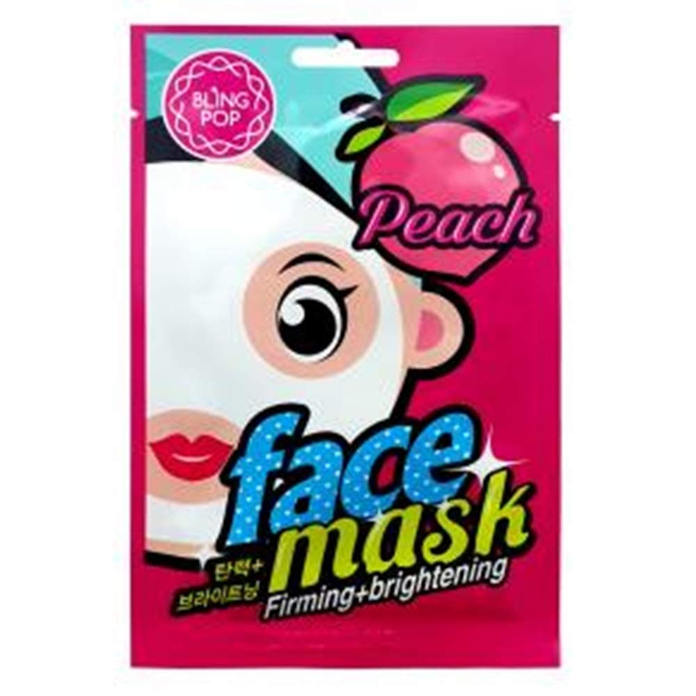 Face Mask Selection (Moisturizing, Collagen, Firming + Brightening, Moisturizing, Charcoal) Made In Korea Pack of 10 (Peach (Firming + Brightening))