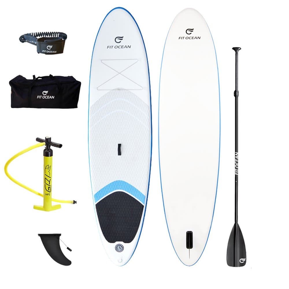 FIT OCEAN MALIBU. Inflatable Stand up Paddle board 15cm thickness | very stable | SET pump backpack paddle leash and instructions SUP 300x76x15cm