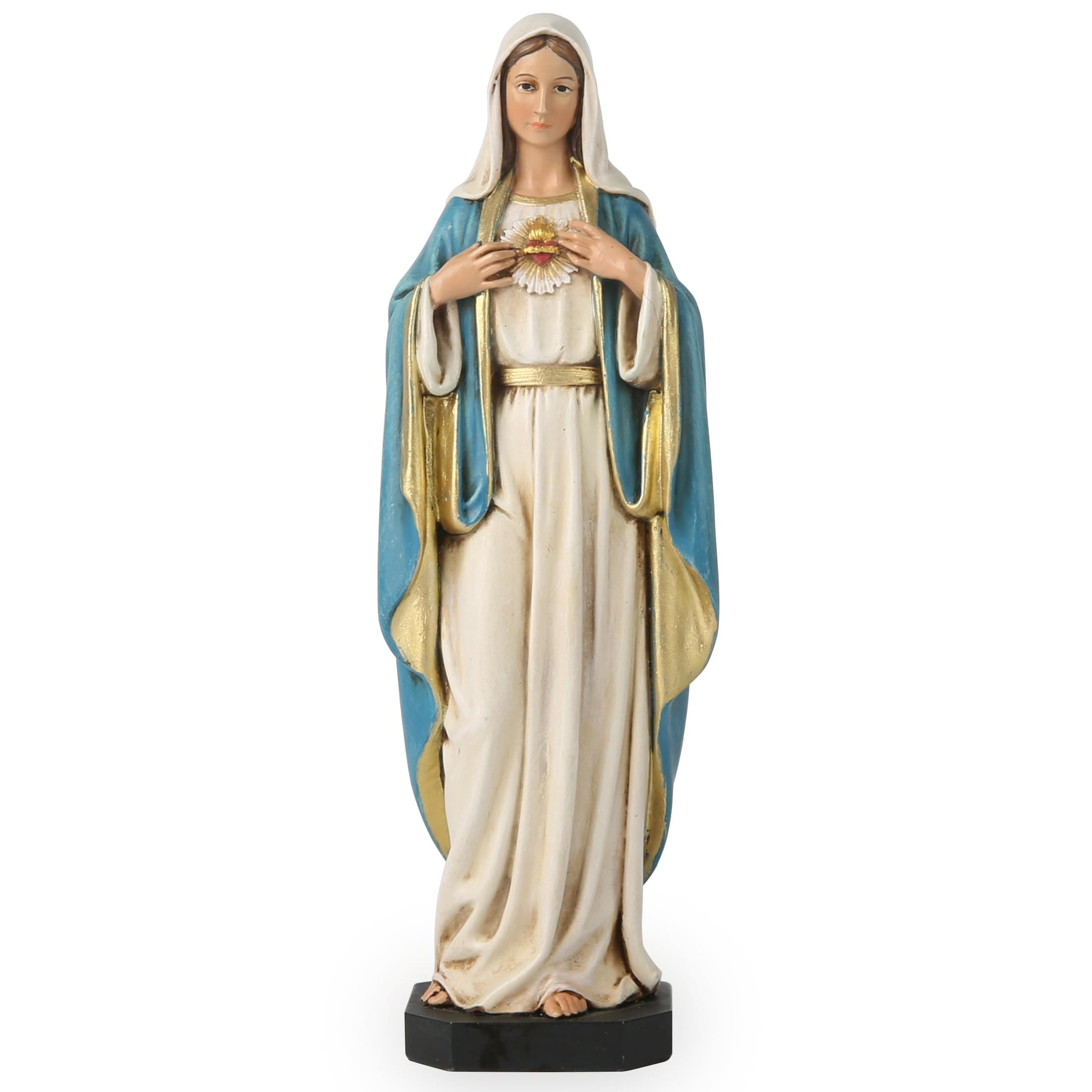 BC Catholic Immaculate Heart of Mary Figure, 6" H Blessed Holy Mother Virgin Mary Statue for Home, Religious Gifts to Mom，Devout Home Decor Classical Renaissance Sculpture Handpainted by Buildclassic