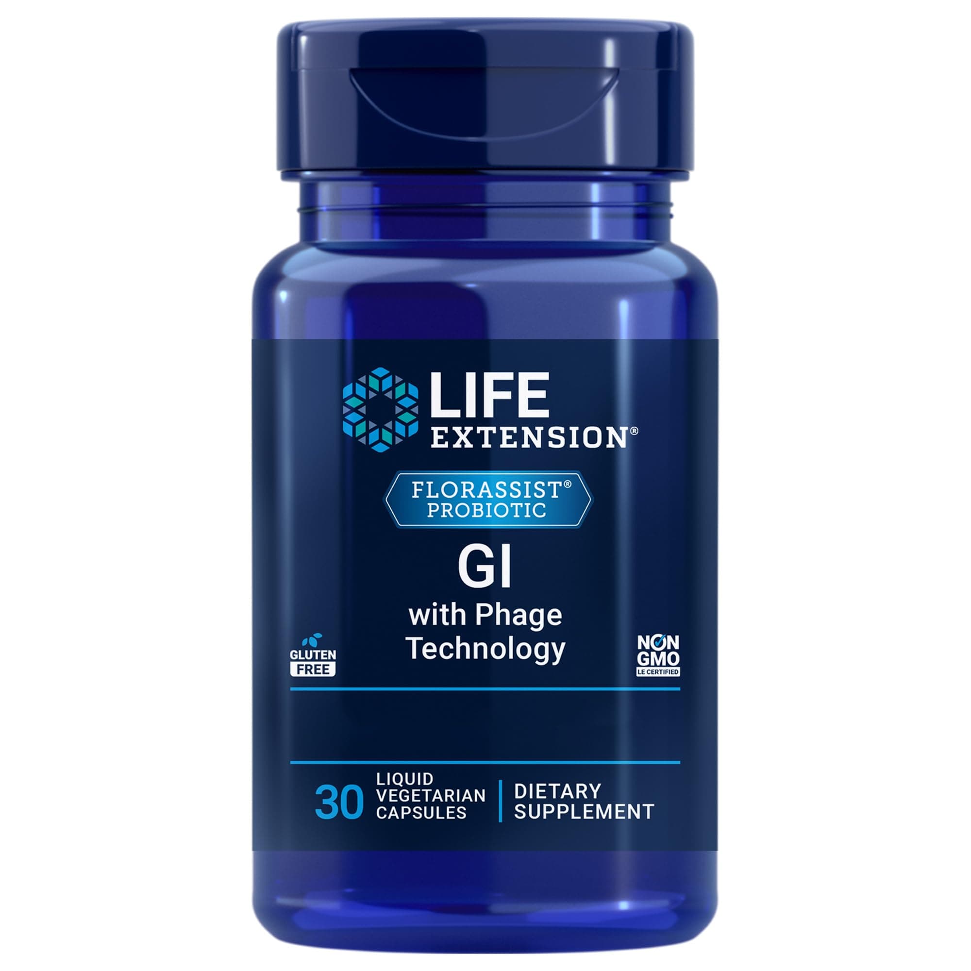 Florassist GI with Phage Technology, with Bacterial Cultures, 30 Liquid Capsules, Gluten Free, Vegetarian, SOYA Free, Non-GMO