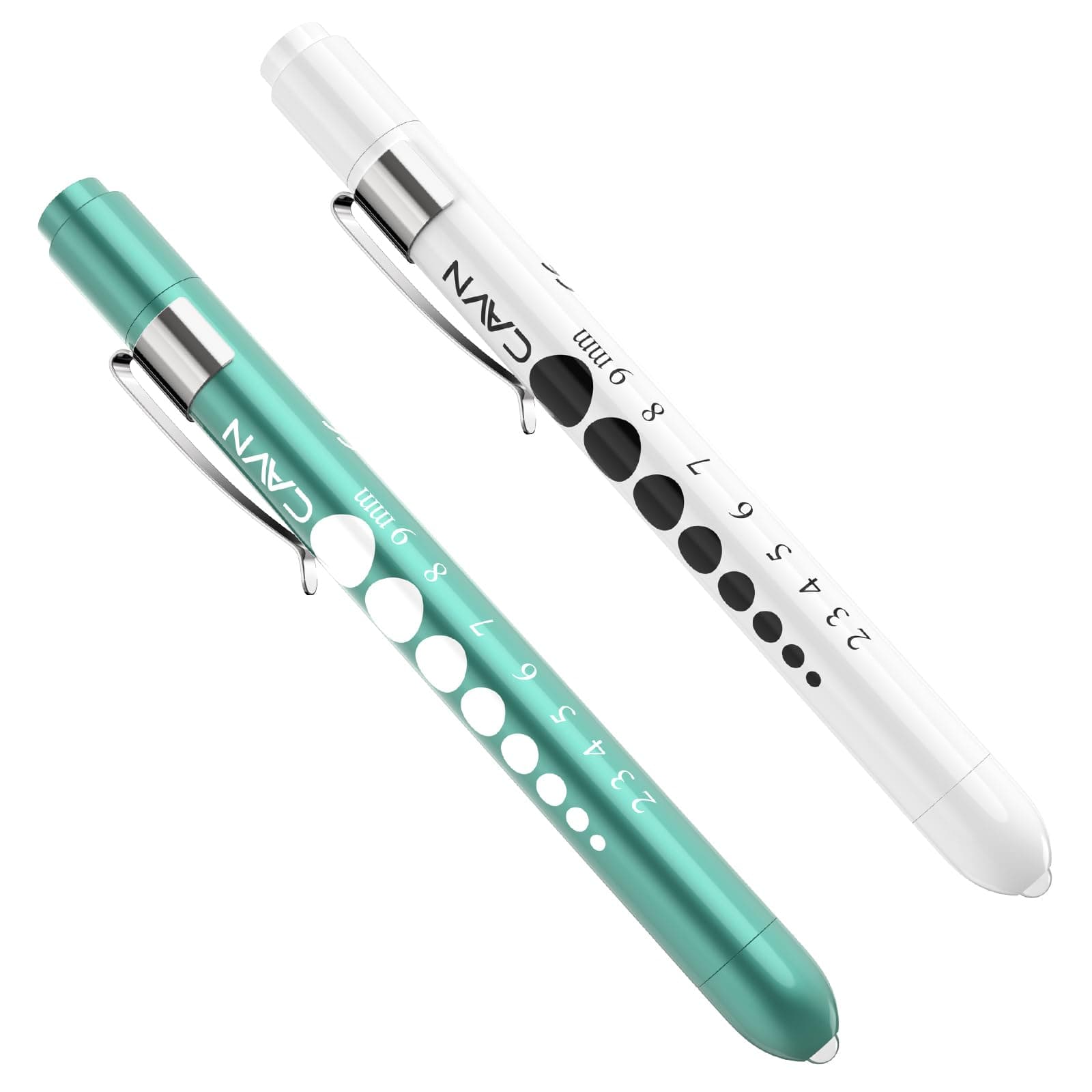 CAVN - Pupil LED Light Pen for Nurses and Doctors, Pack of 2 Reusable Medical Light for Nurses (Blue/Green/White)