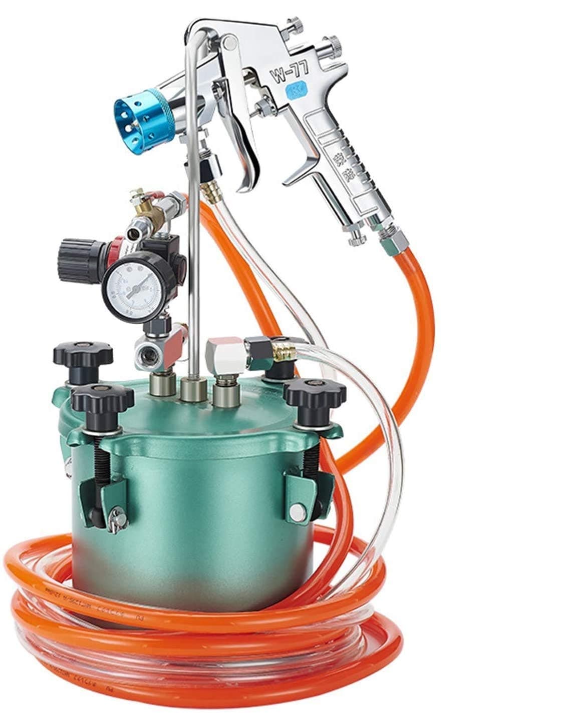 YUNSHINE 2L New Upgraded Pneumatic Imitation Stone Paint Pressure Spray Gun Colourful Lacquer Airbrush High-Capacity Pressure Bucket Marble Paint Caliber Optional (2.5Cal)