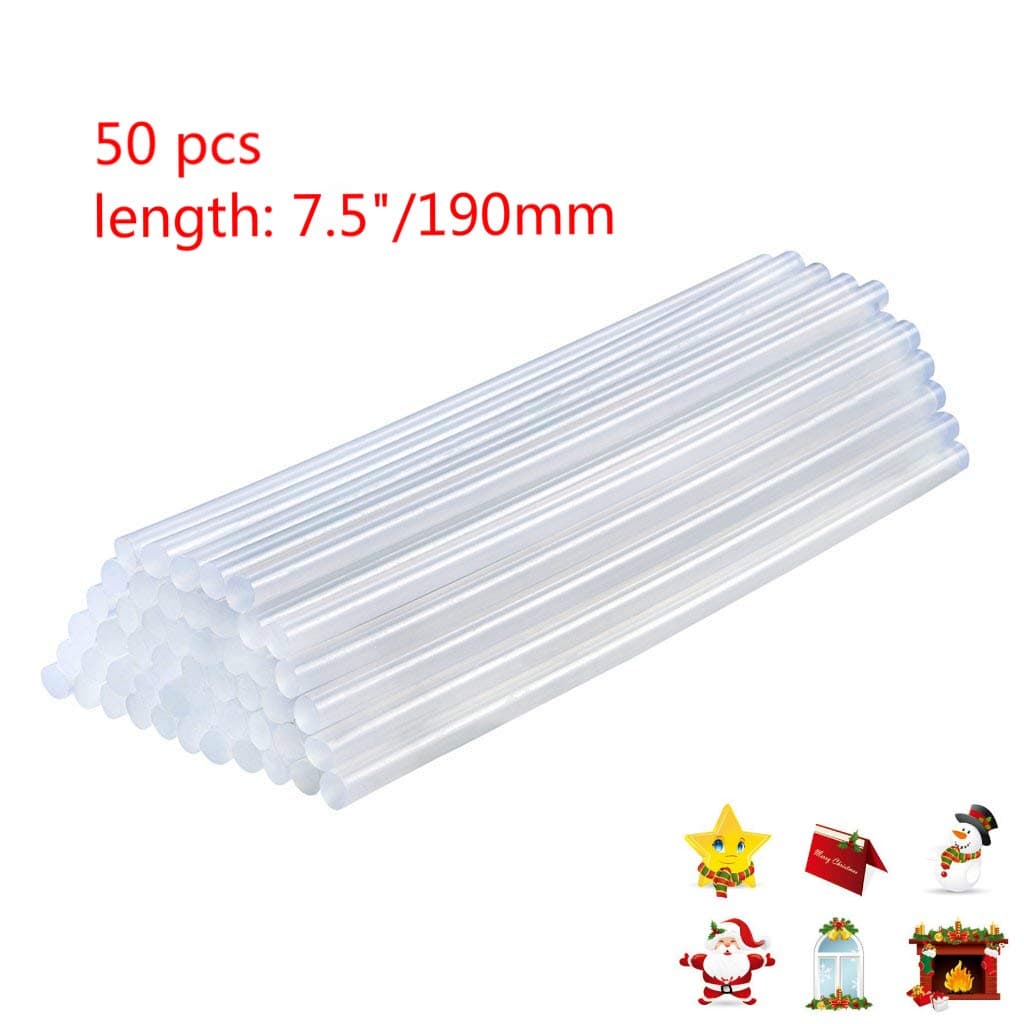 50pcs 190mm Length Transparent Hot Melt Glue Sticks Package for Glue Gun, Crafting Projects, DIY, and Home Quick Repair (7X 190mm 50 Pieces) -StarView