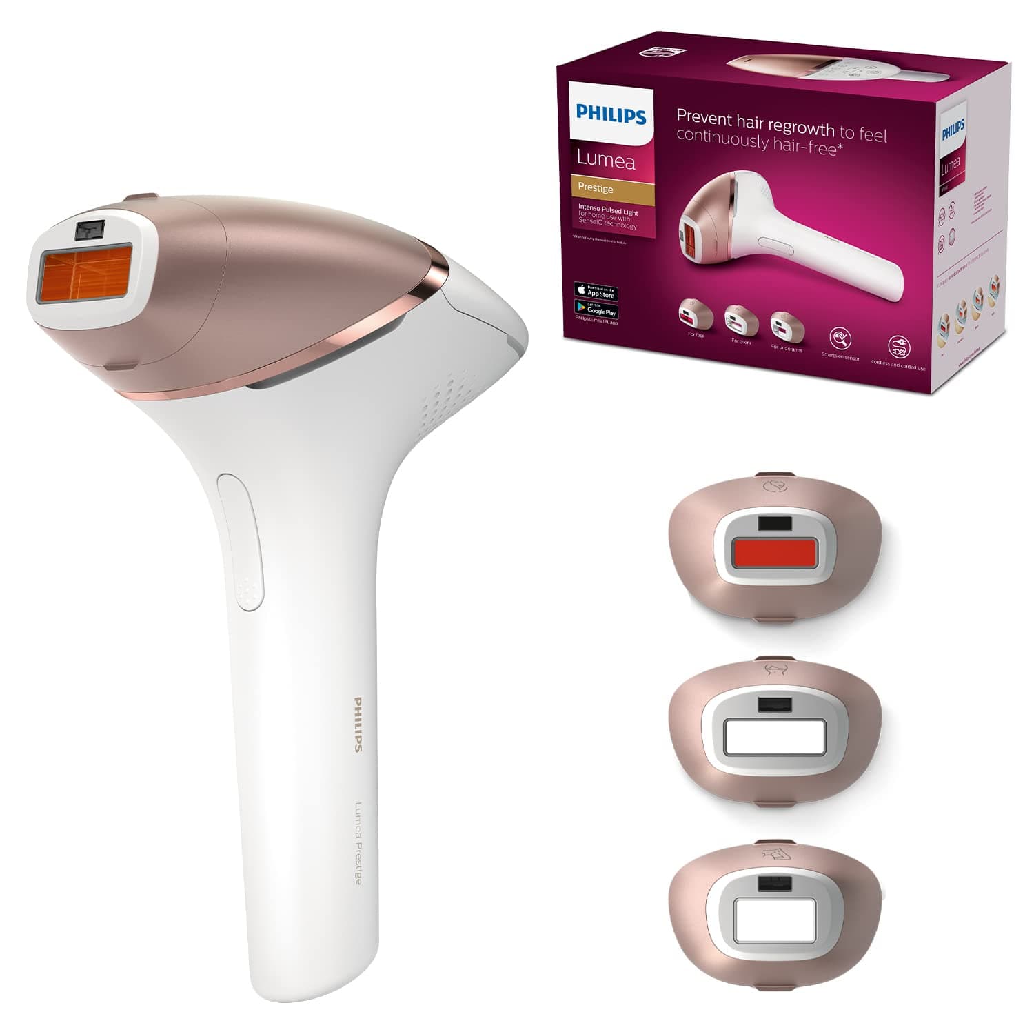 Philips Lumea Prestige IPL Cordless Hair Removal Device with 4 Attachments for Body. Face. Bikini and Underarms. 3 pin, BRI956/60. 2 years warranty