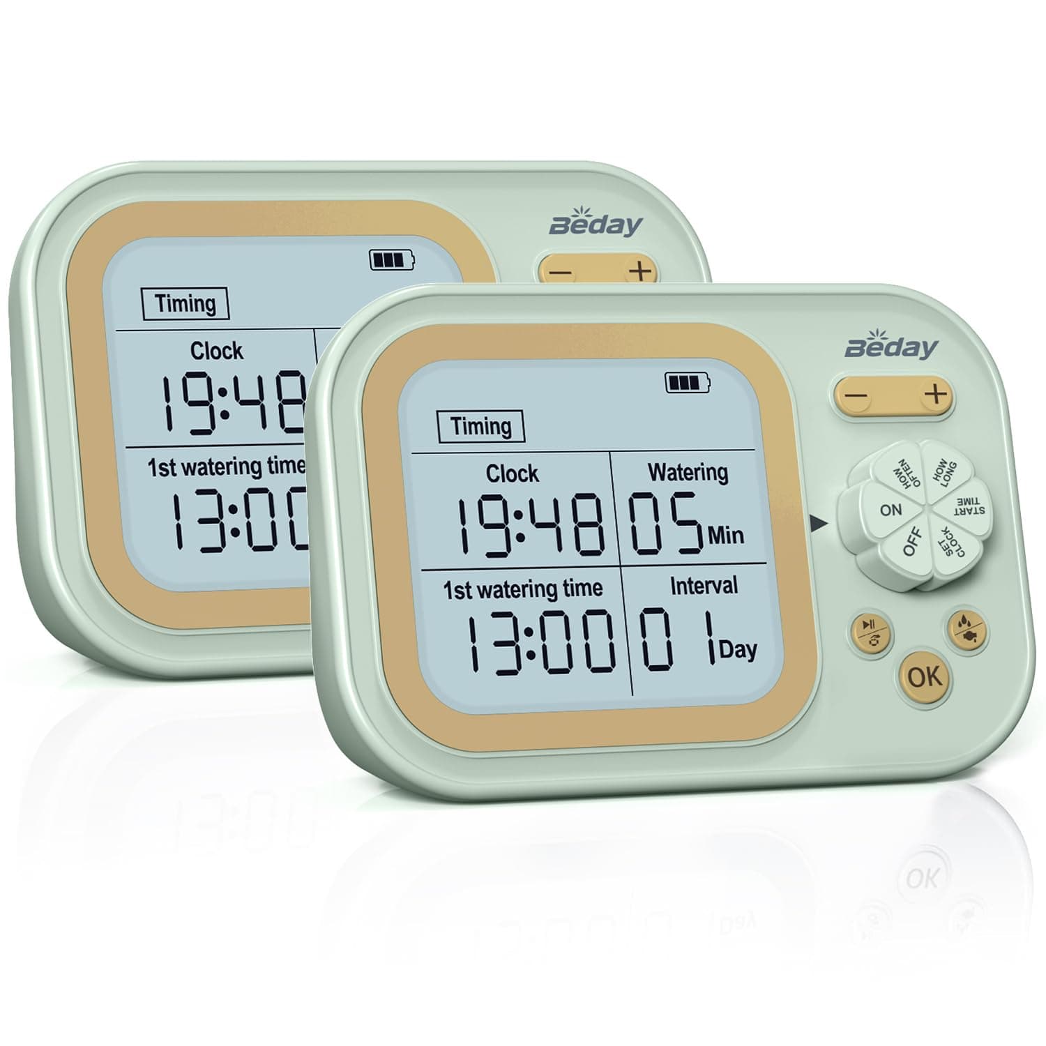 Automatic Plant Waterer Self Watering System Indoor for 15 Potted Plants Pack of 2, Auto Drip Irrigation Kit Programmable Water Timer w Smart Humidity Detection, Green