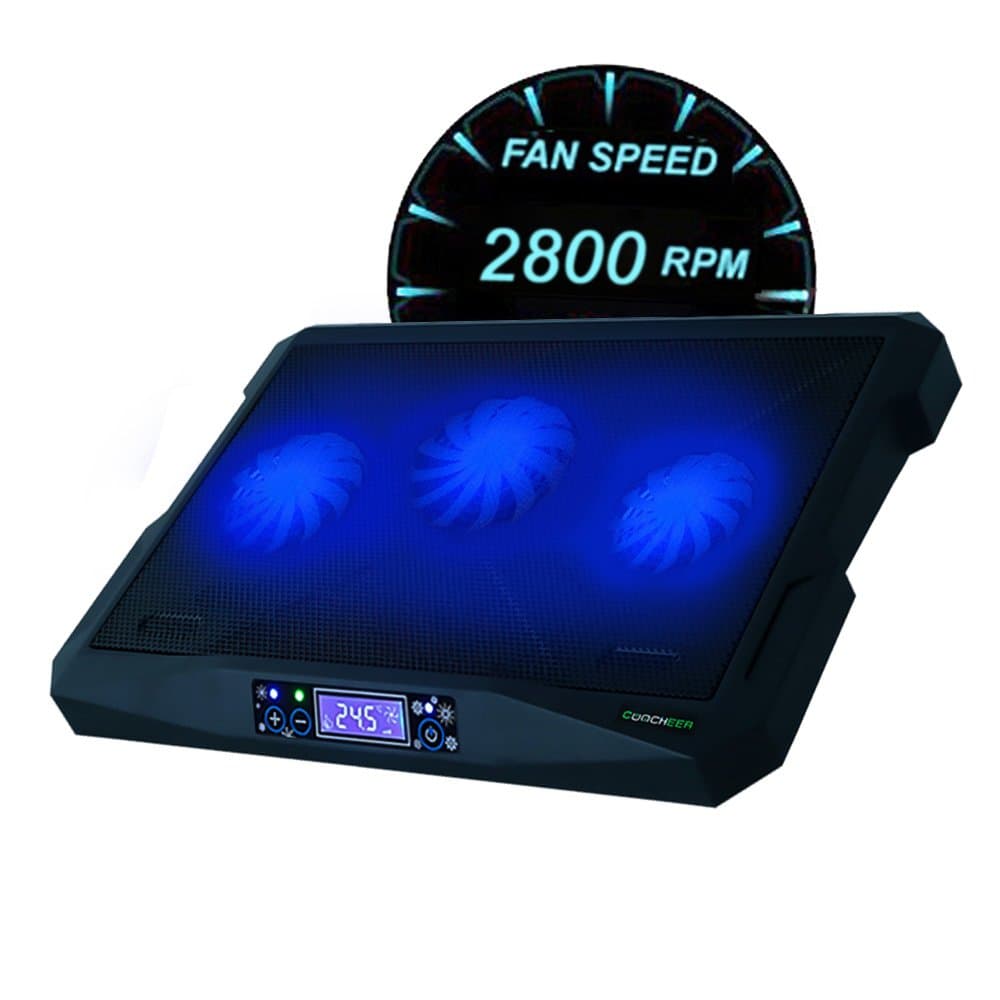 Laptop Cooling Pad, Notebook Laptop Gaming Cooler with 2 USB Ports 2800RPM and Blue LED Temperatyre Display Fit 12 to 17 Inch Laptops,Light Weight