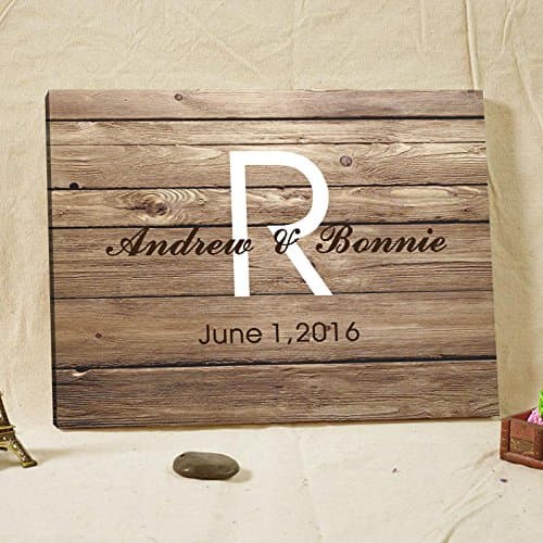 Rustic Wood Guest Book Canvas Framed Guestbook Wedding Sign Retro Wooden Wedding Anniversary Personalized Wedding Gifts for Bride