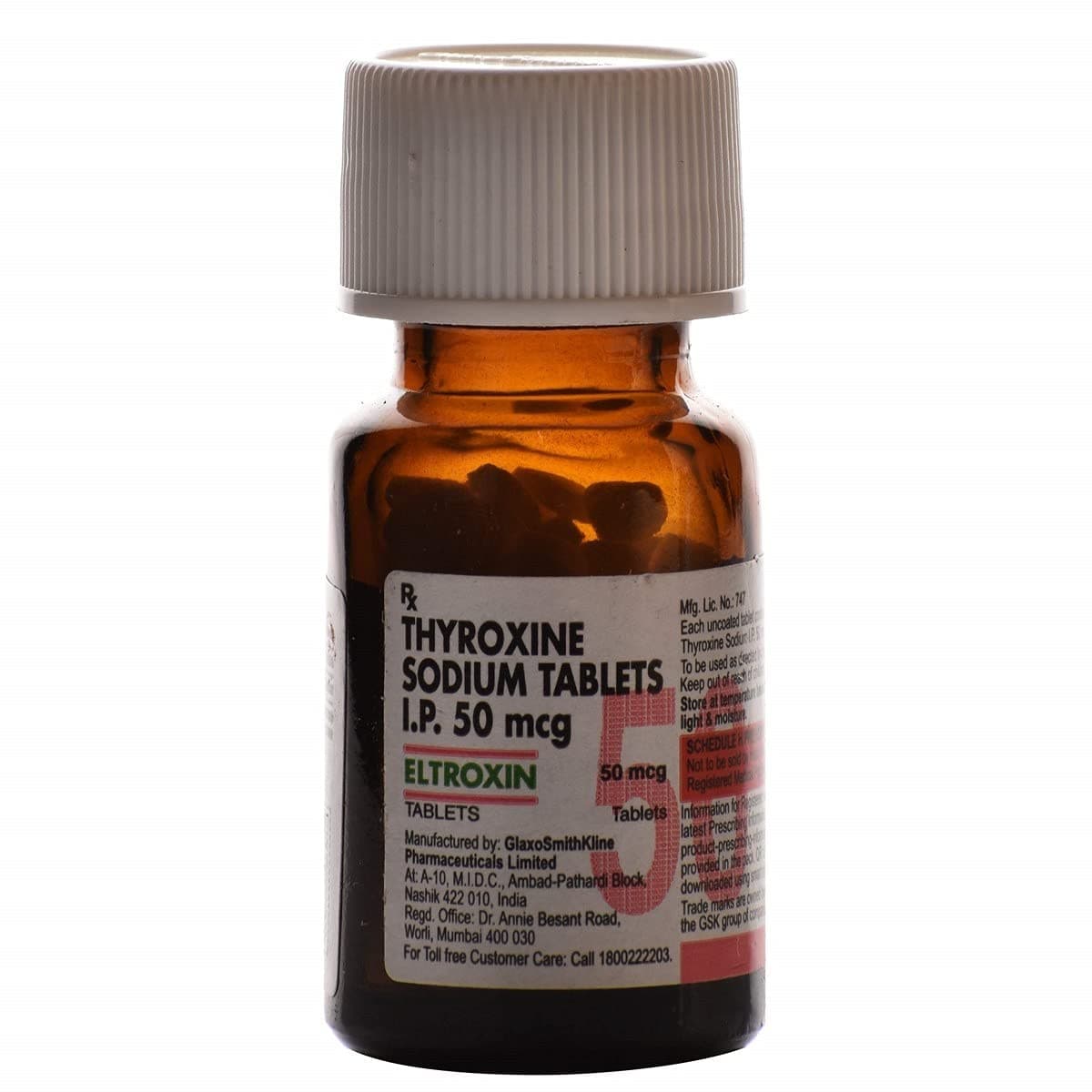 Eltroxin 50Mcg - Bottle of 120 Tablet