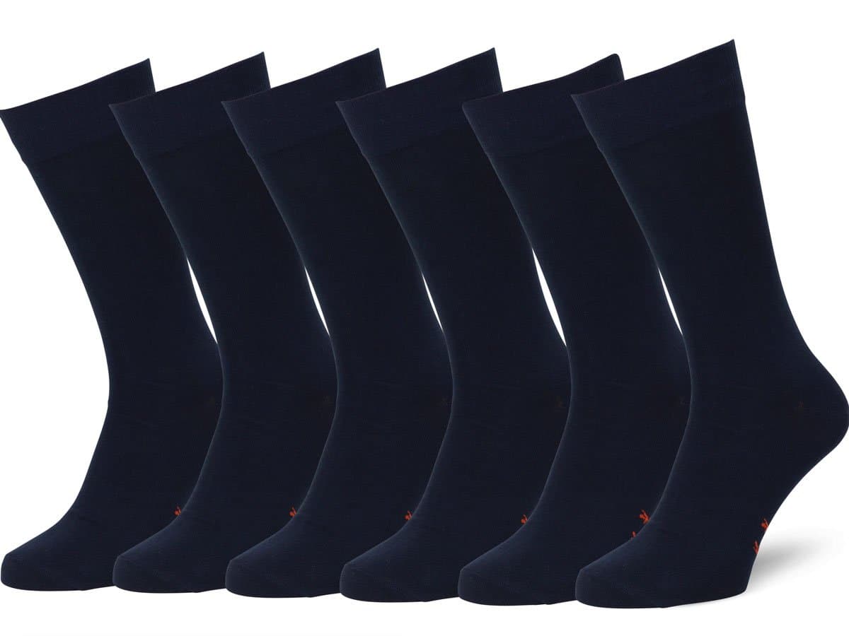 Easton Marlowe Classic Cotton Solid Color Dress/Crew Socks Men Women - 6pk #3-2, Dark Navy, Solid, Flat Knit - 35-38 EU shoe size
