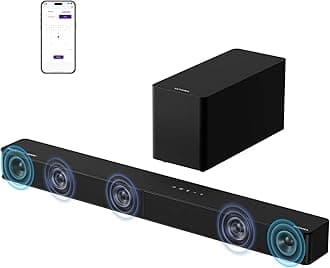 ULTIMEA 5.1CH Surround Sound Bar with Subwoofer, Dolby Atmos, VoiceMX & BassMX Tech, 300W Soundbar for Smart TV, Home Theater Surround Sound System for TV, App, BT 5.4, Poseidon M60 (2025 Model)