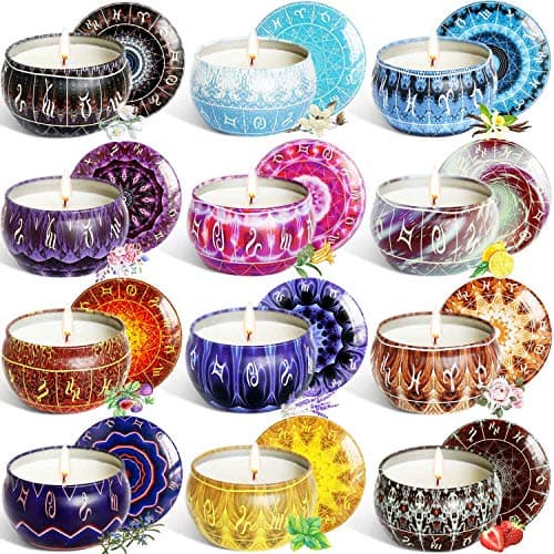 HELLY Scented Candles Gift Set, Natural Soy Wax Portable Travel Tin Candles, Gifts for Women Fragrance Essential Oil Candles for Aromatherapy Relaxation Stress Relief, Christmas 16 Pack