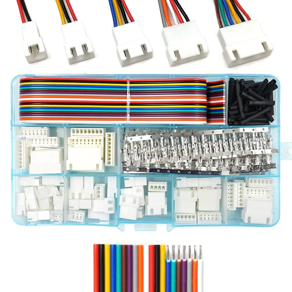 XH 2.54mm Connectors Socket Pin Header and Ribbon Cables Wires Kit 2/3/4/5/6/7/8 Male Pin Housing Compatible with JST-XH
