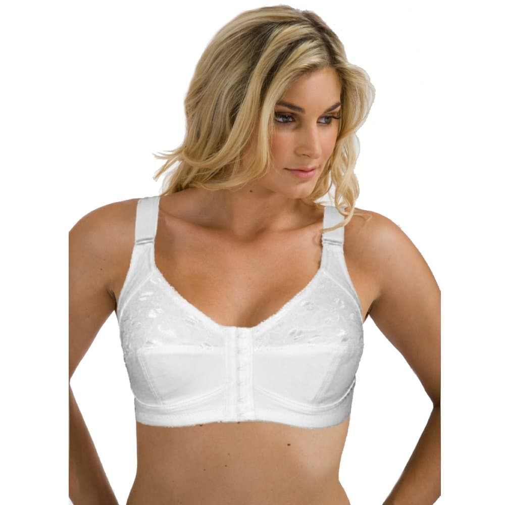 Valbonne Women's White Front Fastening Bra Soft Cup Non Wired Non Padded - White - 34B