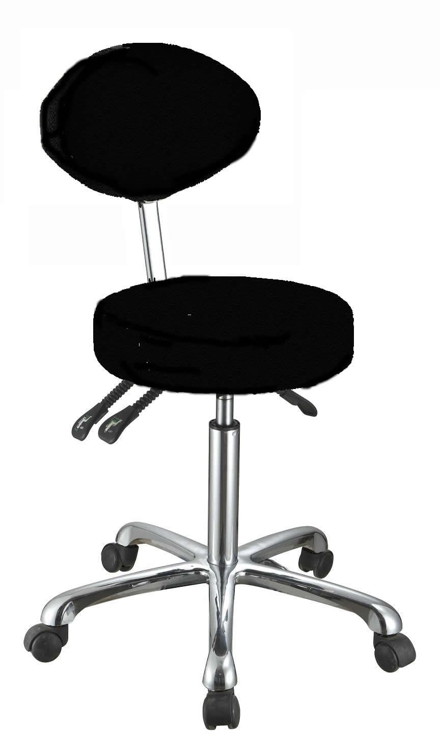 Rolling Stool with Back Support for Office or Home- Silver Fox 1025C (Black)