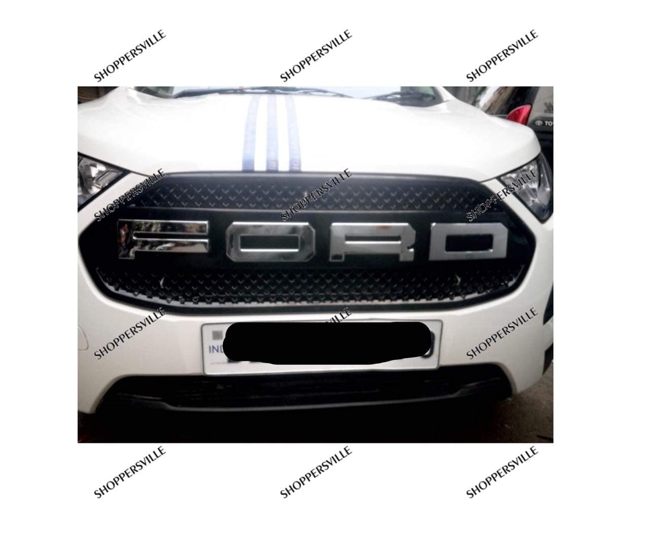 Shoppersville Compatible Front Grill for Ecosport 2018 Onwards Front Grill - Alpha Letters- CHROME ( with 2018 onward Models)