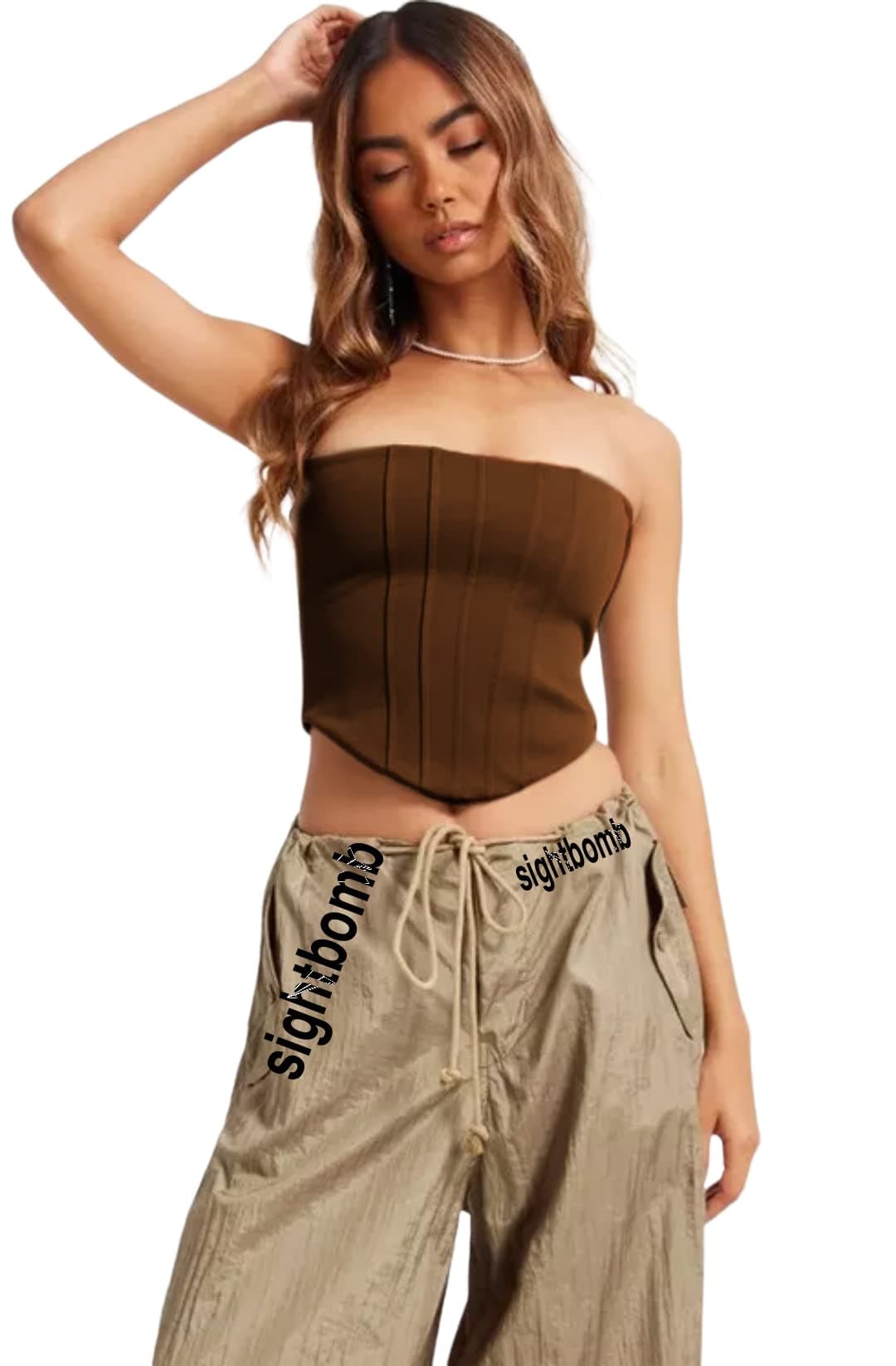 SIGHTBOMBBandeau Corset Ribbed Tops for Women