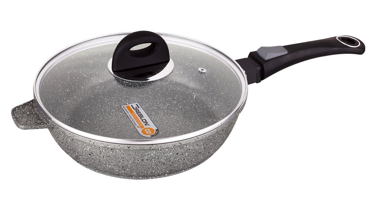 Klaus – Stone Frying Pan 28 cm for Cooking on Removable Handle for All Heat Sources Including Induction Oven Safe