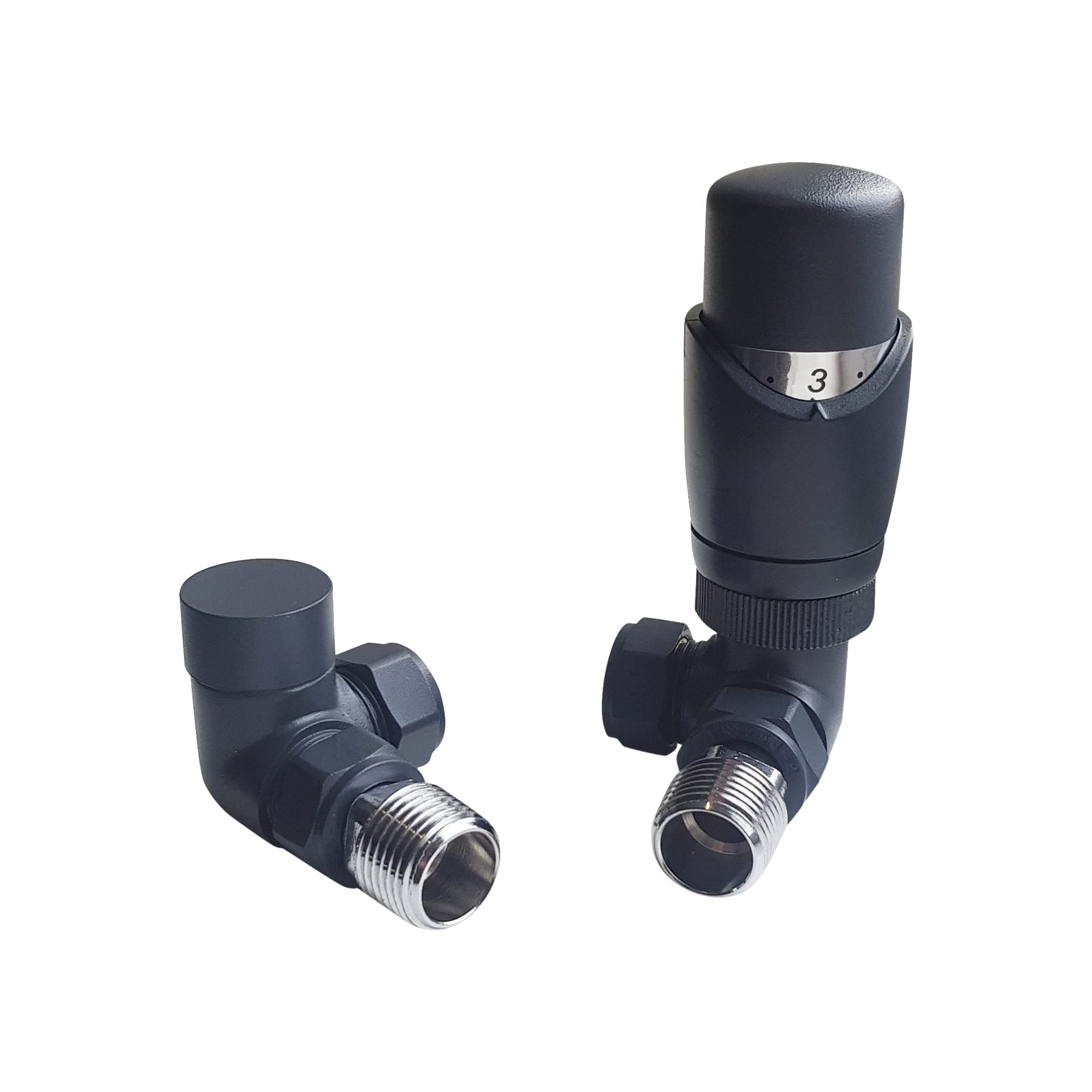 Sponsored Ad – Thermostatic Radiator Valve Set - Anthracite Radiator Valves incl. a Corner TRV & Lockshield Valve – TRV Radiator Valves Ideal for a Vertical Radiator | Sidato Caldo