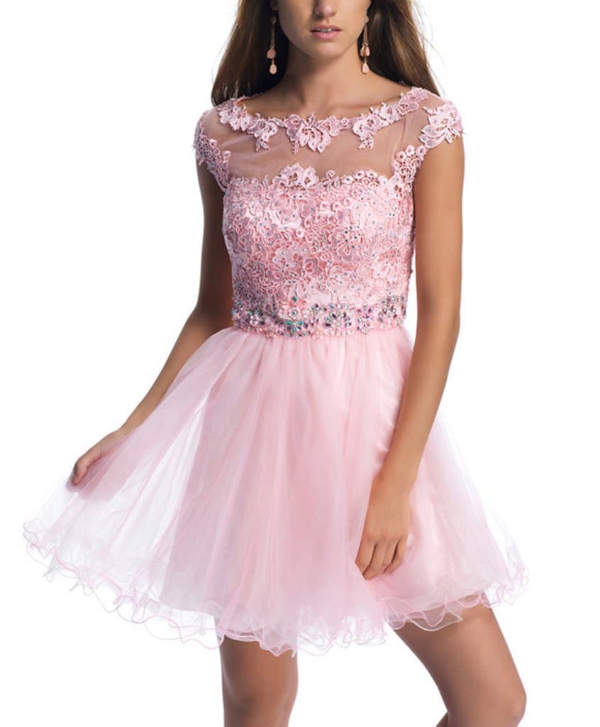 Dearta Women's A-Line Scoop Portrait Short Mini Homecoming Dresses Party Gowns