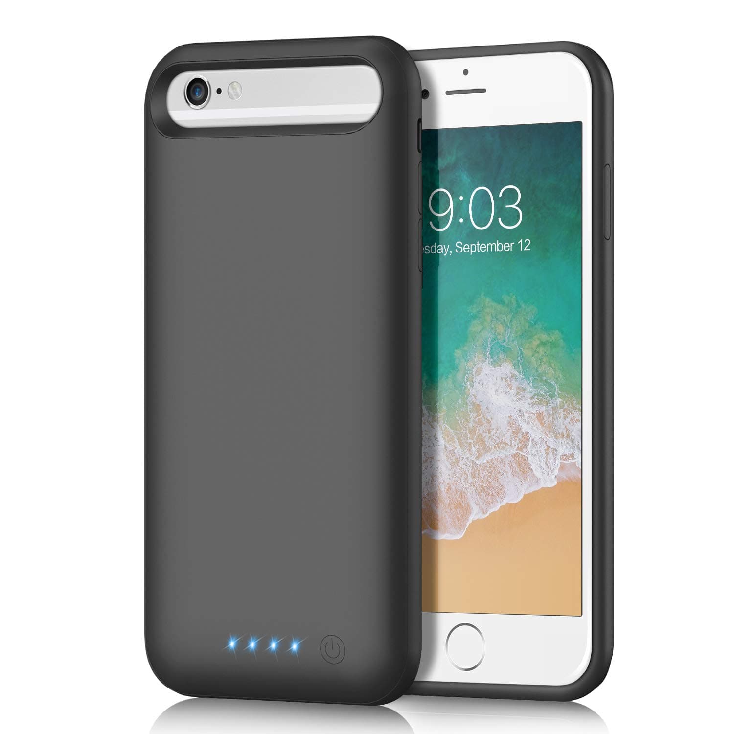 QTshinee Battery Case for iPhone 6/6s/7/8 - [6000mAh Newest Version] Charging Case Extended Battery for iPhone 6/6s/7/8, Rechargeable Portable Charger Battery Backup Case (4.7 inch)