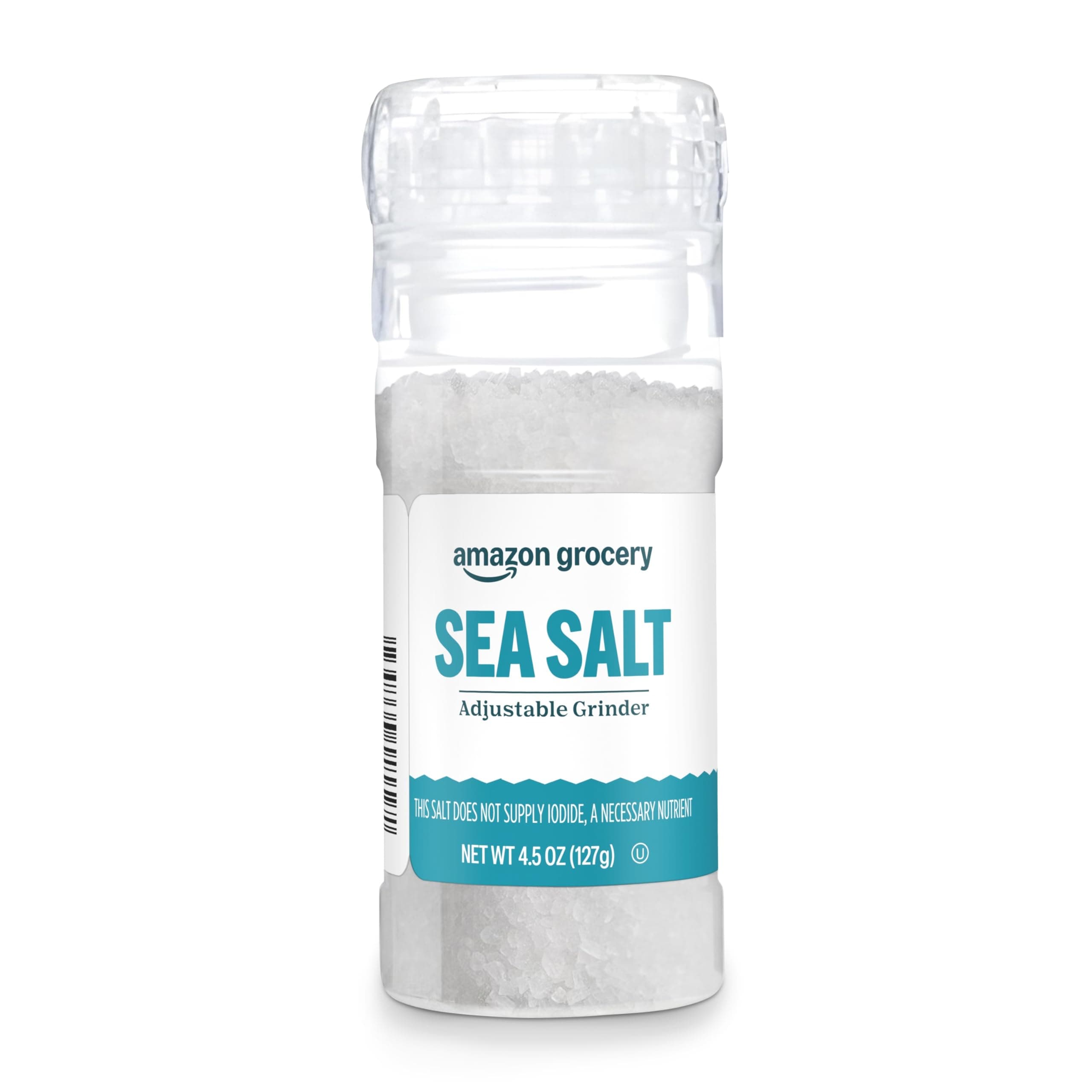 Sea Salt, Adjustable Grinder, 4.5 oz (Previously Amazon Fresh, Packaging May Vary)