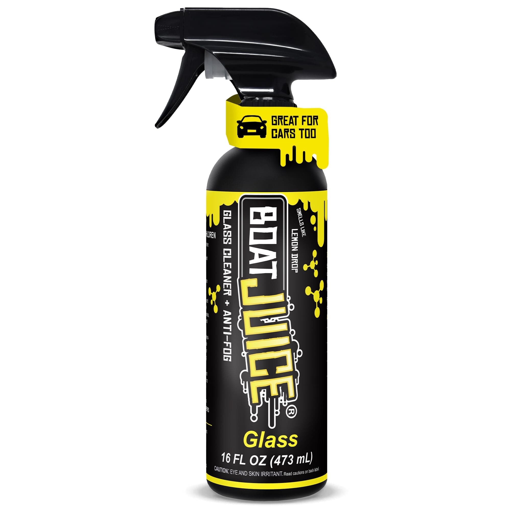 Boat Juice 2in1 Glass Cleaner & Anti-Fog Spray | Streak-Free for Boat Windshields, Car & RV Windows, Navigation Screens | No Rinse | Ammonia-Free | Lemon Drop Scent | Made in USA | 16oz