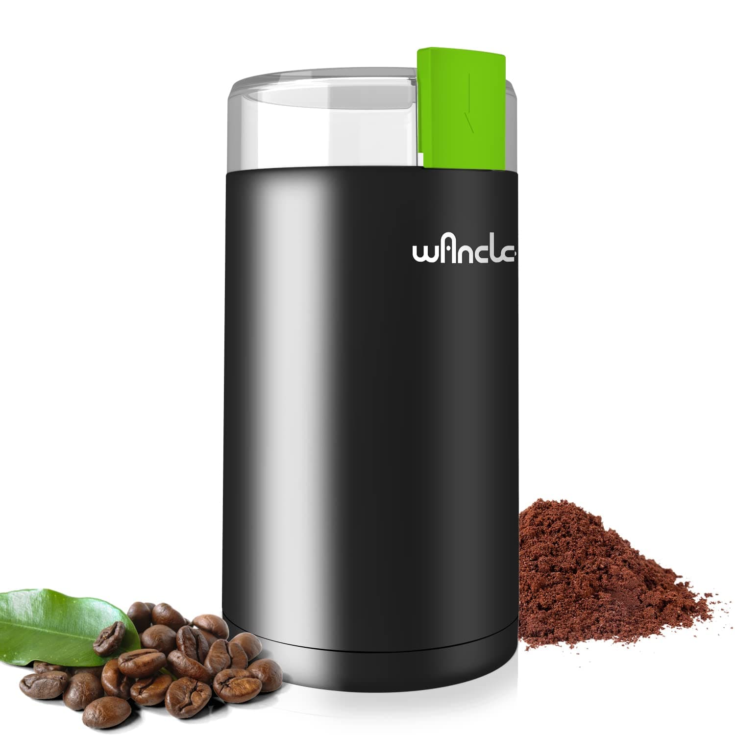 Coffee Grinder, Wancle Electric Coffee Grinder, Quiet Spice Grinder, One Touch Coffee Mill for Beans, Spices and More, with Clean Brush (Black+Green)