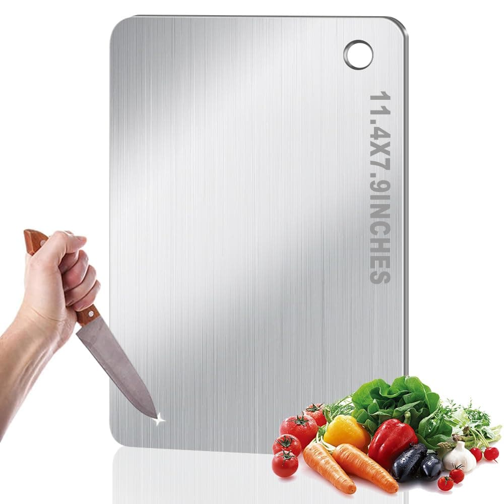 Titanium Cutting Board for Kitchen, Stainless Non Stick Chopping Board, Upgrade Double Sided Food-Grade Titanium Board for Kitchen for Meat Cheese Vegetable (Small)