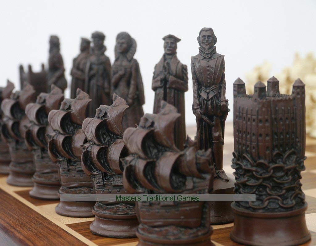 Berkeley Chess Elizabethan Ornamental Chess Set (Cream and Brown, Board not Included)