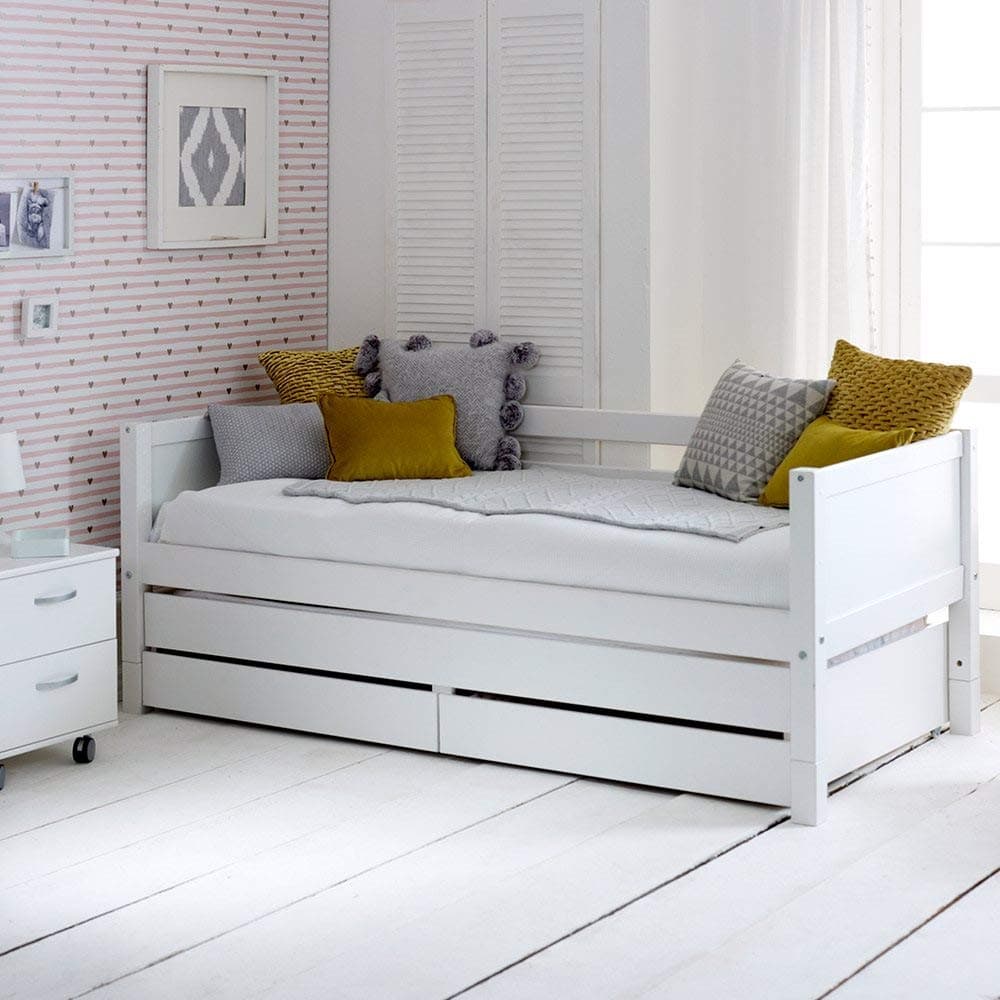 Flexa Nordic Kids Day Bed with Trundle Bed & Drawers in White
