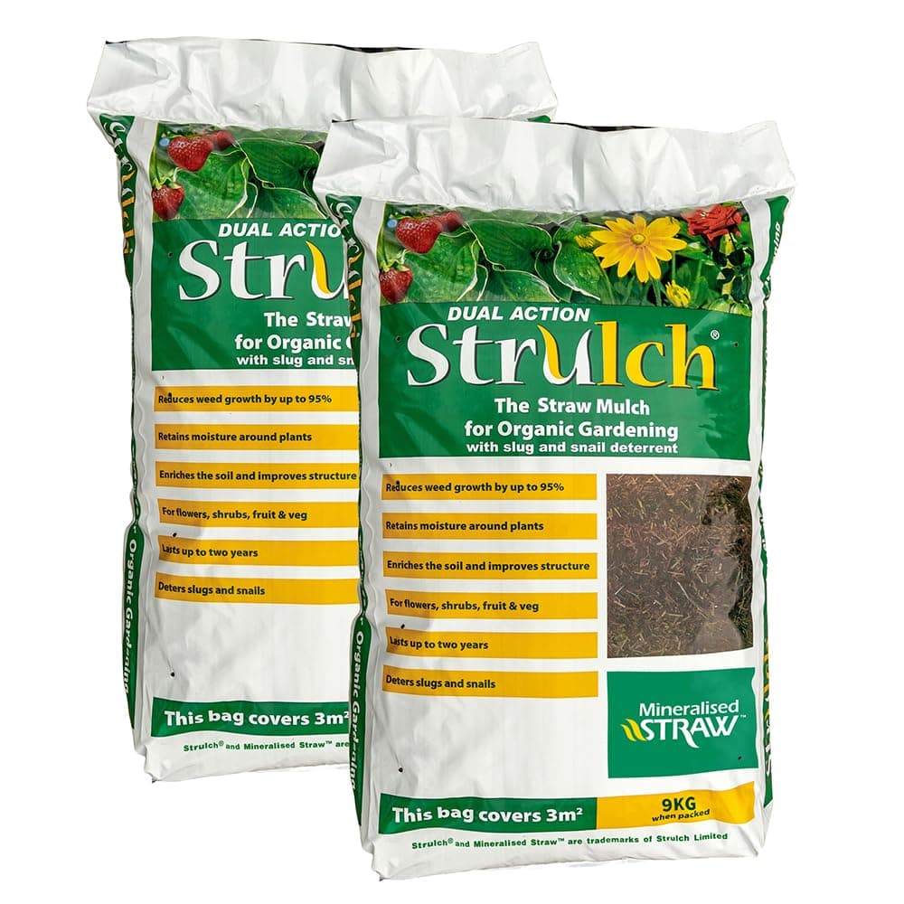 YouGarden 2 x 100L Strulch Straw Mulch in 9kg Bags, Natural Straw Mulch for Gardens Perfect as a Natural Slug and Snail Deterrent, Mulches for Gardens UK