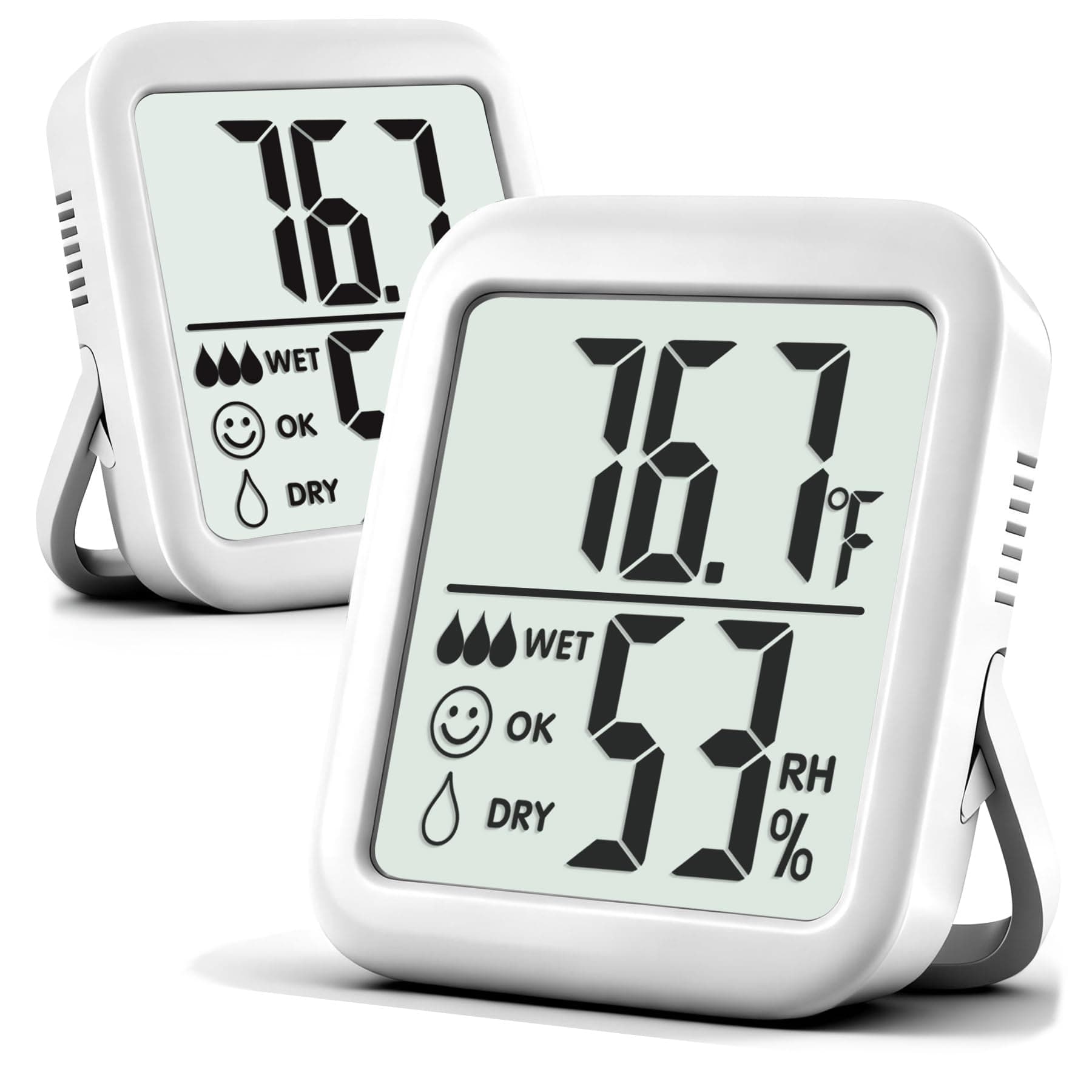 2 Pack Room Thermometer for Home, Indoor Hygrometer Humidity Meter Gauge, Digital Temperature and Humidity Sensor Monitor for House, Terrarium, Incubator, Greenhouse - Battery Included