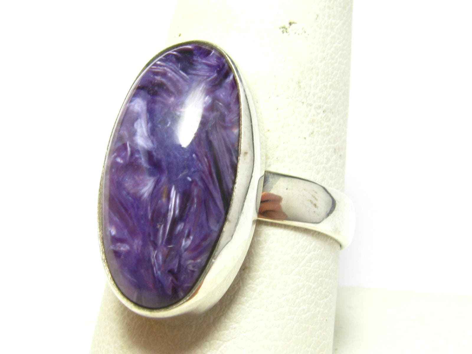 Charoite Sterling Silver Ring A+ Grade - Size 8