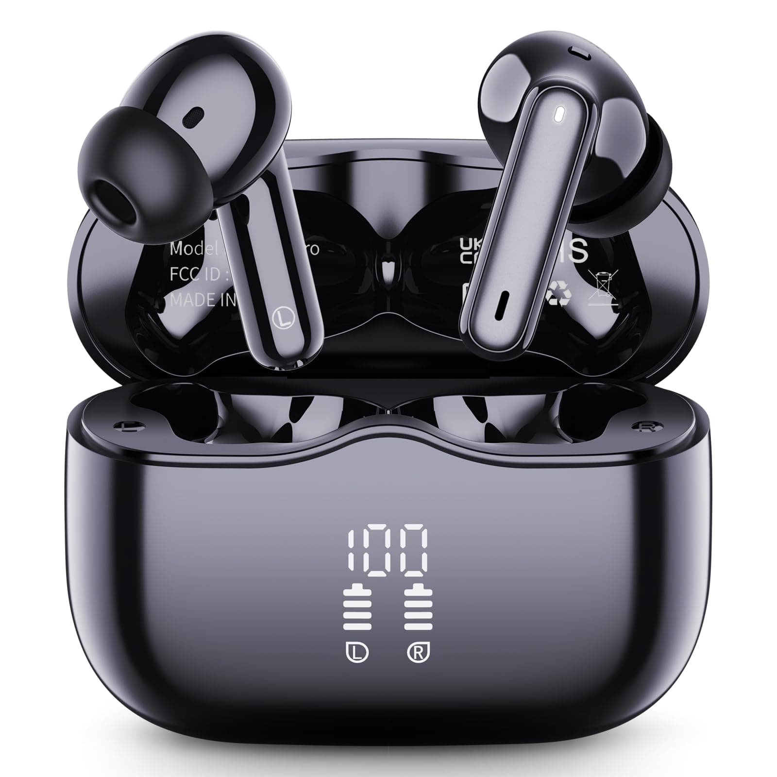 Wireless Earbuds, 2025 Bluetooth 5.4 Headphones in Ear with 4 ENC Noise Cancelling Mic, New Wireless Earphones HiFi Stereo Deep Bass 40H Playtime, LED, In-Ear Bluetooth Ear Buds IP7 Waterproof, USB-C