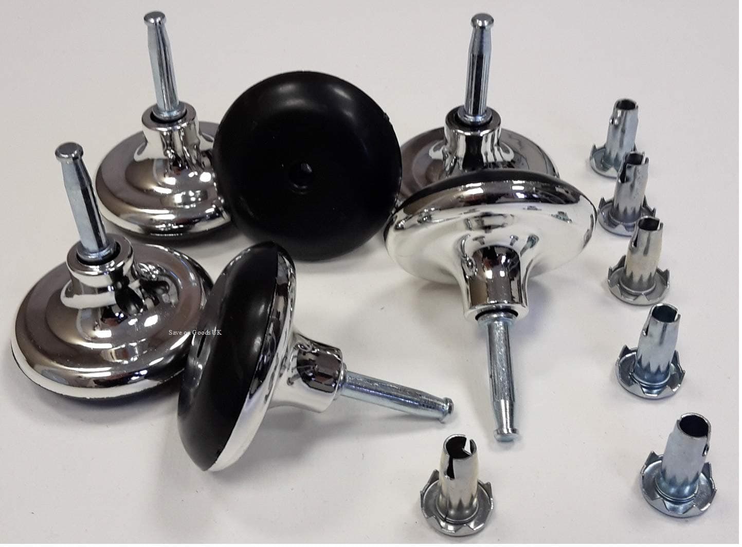 Chrome Feet Leg Glides Castors and Insert For Divan Bed Base Sofa Settee (4)