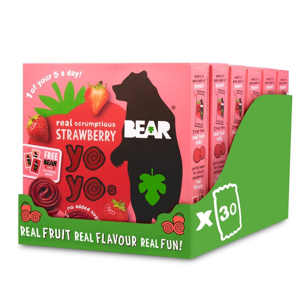 BEAR Strawberry Yoyos - Dried Fruit Rolls - Healthy - Vegan - 20g (30 packs)