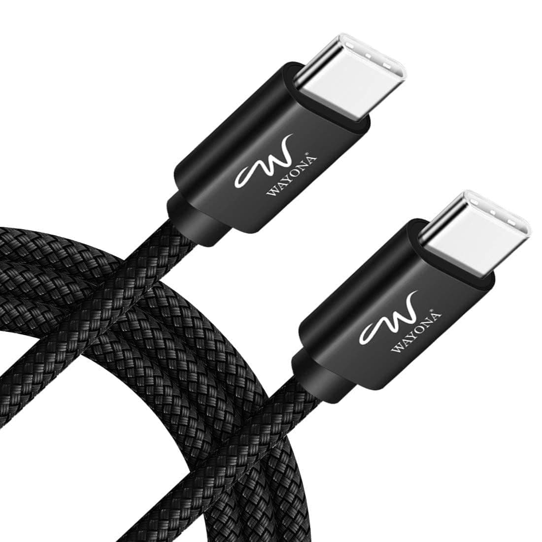 Wayona Type C to Type C 65W PD Fast Charging Cable Type C Charger Cord Compatible with for iiPhone 15 Pro/15 Pro Max/15/15 Plus,iPad mini 6,MacBook Pro/Air,iPad Pro,Samsung S23+,Huawei P60 (2M,Black)