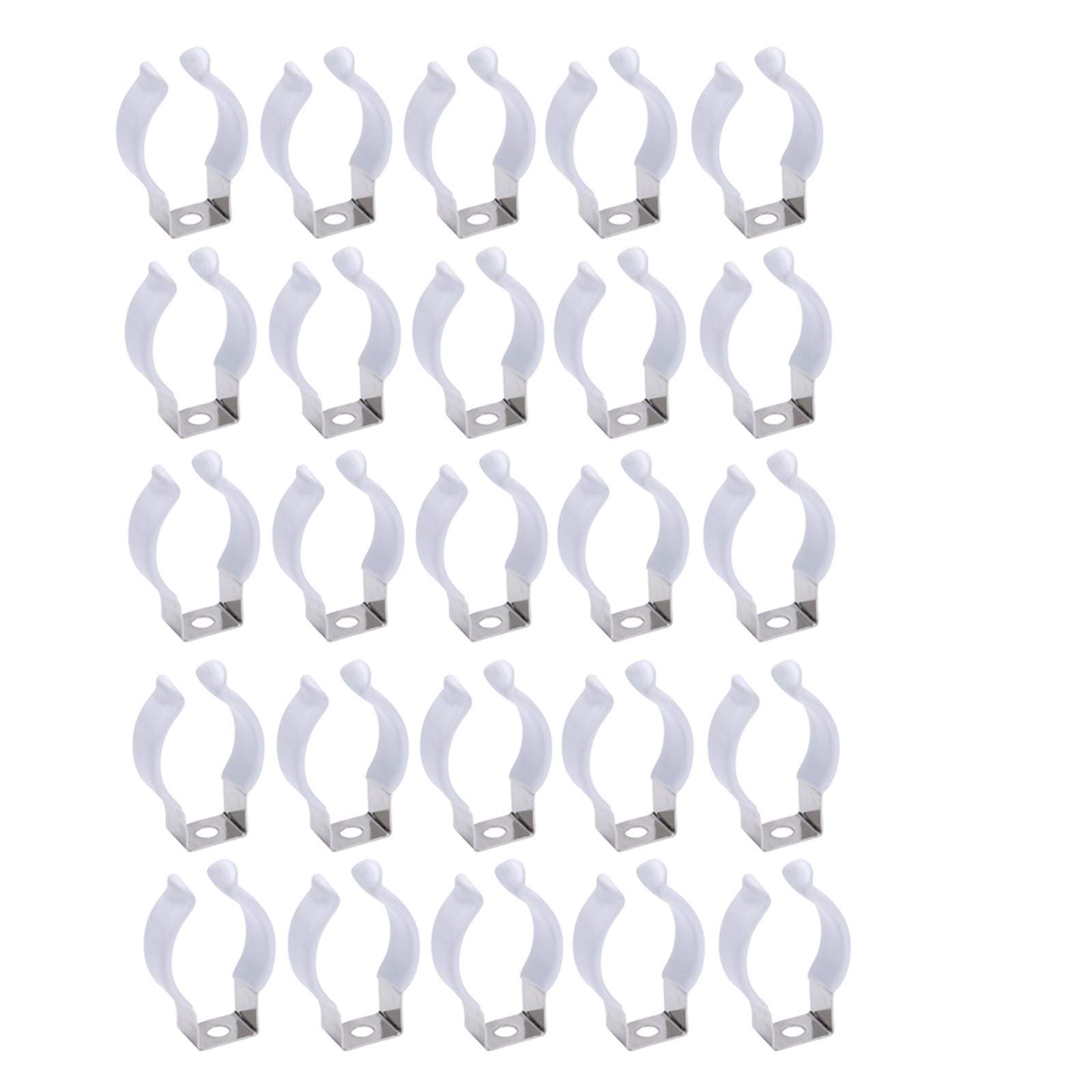 Clip Holder Fluorescent Tube Lamp Mounting Bracket to Hang T8 LED Tube Light Tubes - Stainless Steel Lampholder Support with Plastic Finish 25pcs