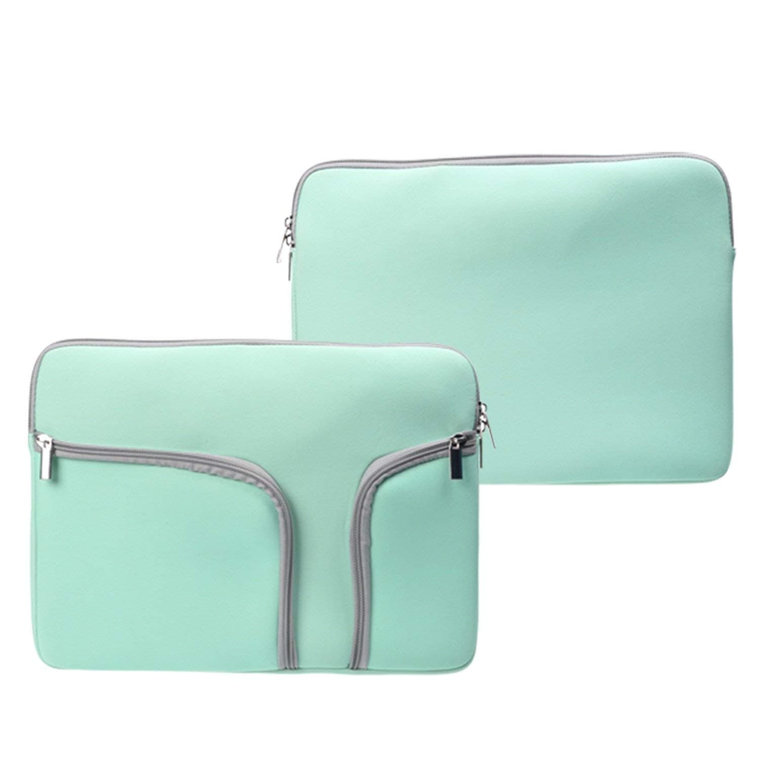 TOP CASE - Zipper Sleeve Bag with Handle and Pockets/Compartments Compatible with Most 12-inch Laptop/MacBook 12" Retina Notebook/Ultrabook/Chromebook - Hot Blue/Turquoise