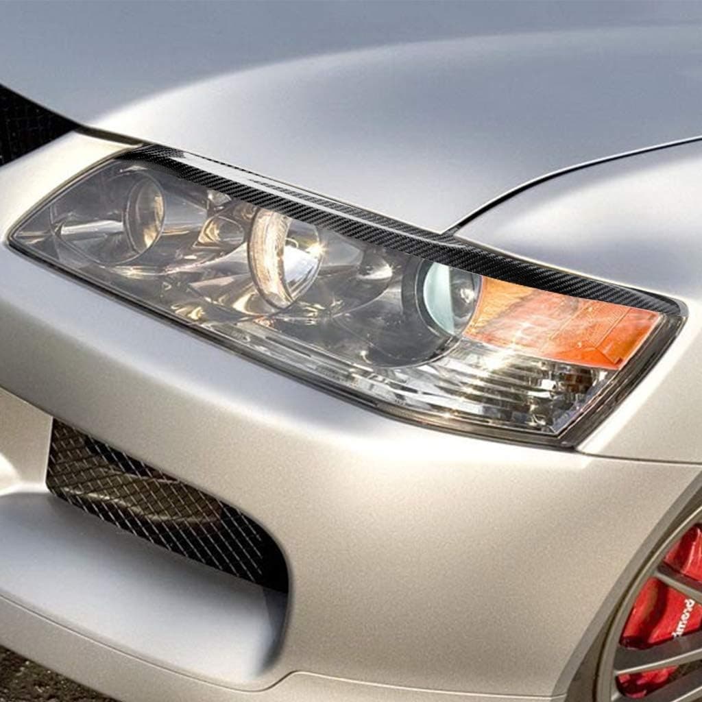 Carbon Fiber Headlight Eyebrows Eye Lid Sticker Compatible with Mitsubishi Lancer Evolution EVO 7 8 9 2003 2007