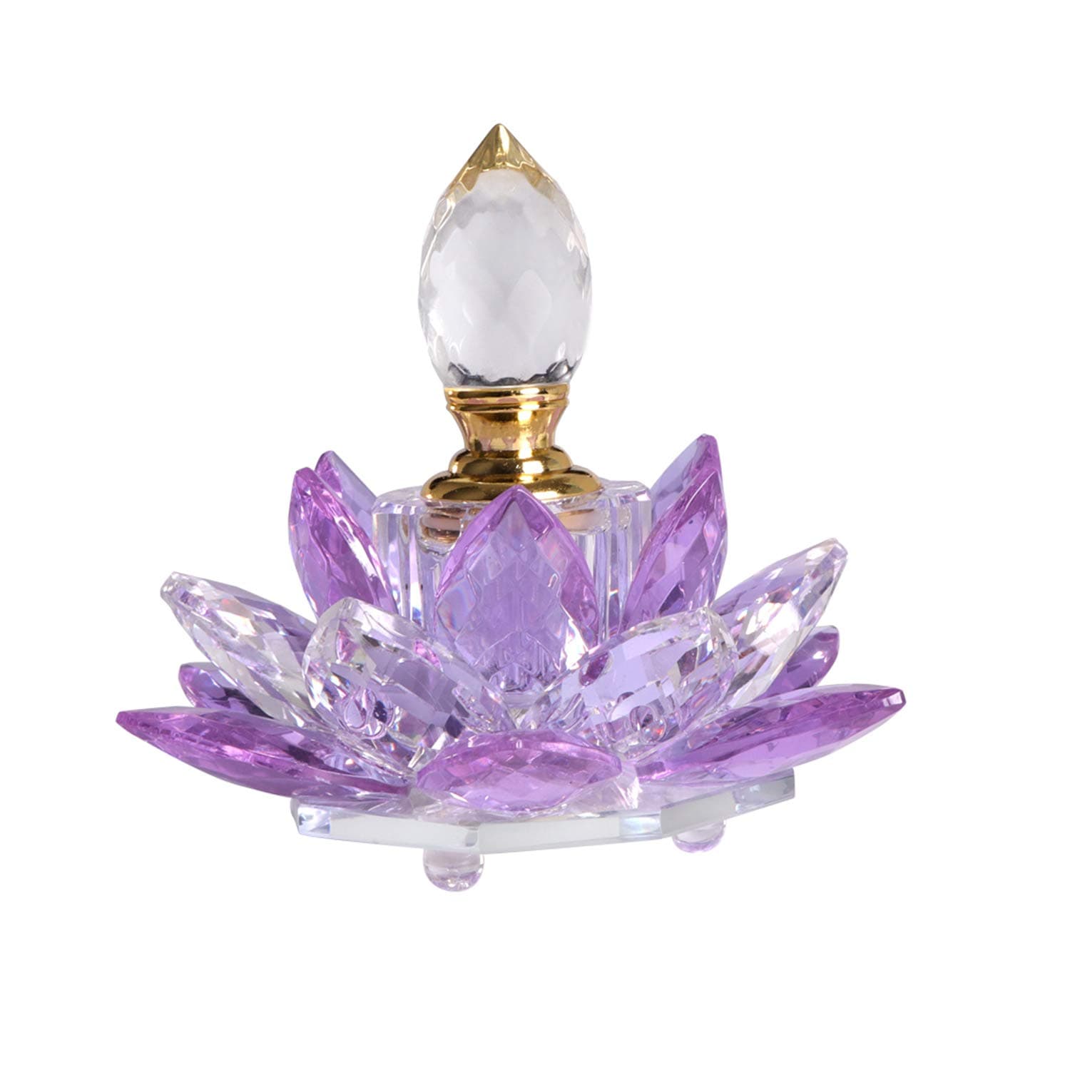 Crystal Purple Vintage Perfume Bottles Empty Lotus Flower Figurines Glass Gifts for Her Girlfriend Wife