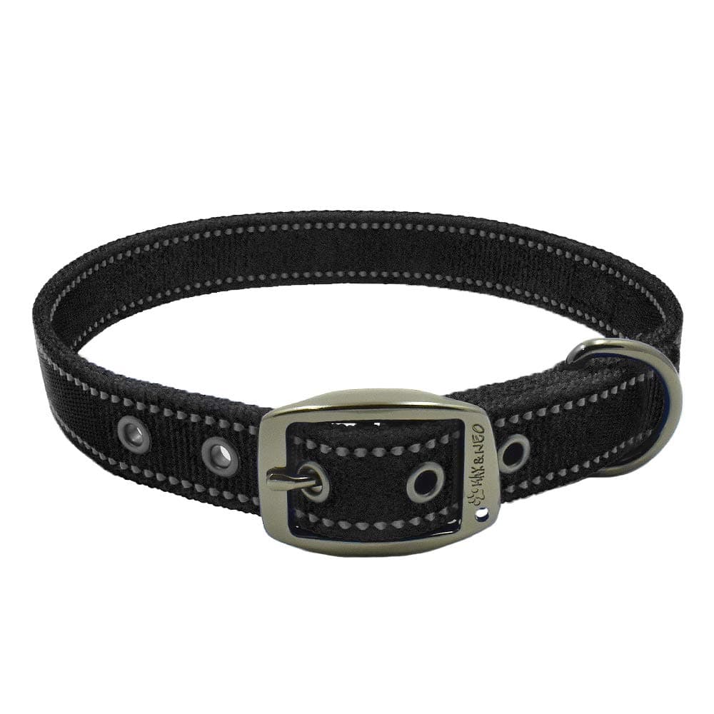 Max and Neo MAX Reflective Metal Buckle Dog Collar - We Donate a Collar to a Dog Rescue for Every Collar Sold (Medium, Black)