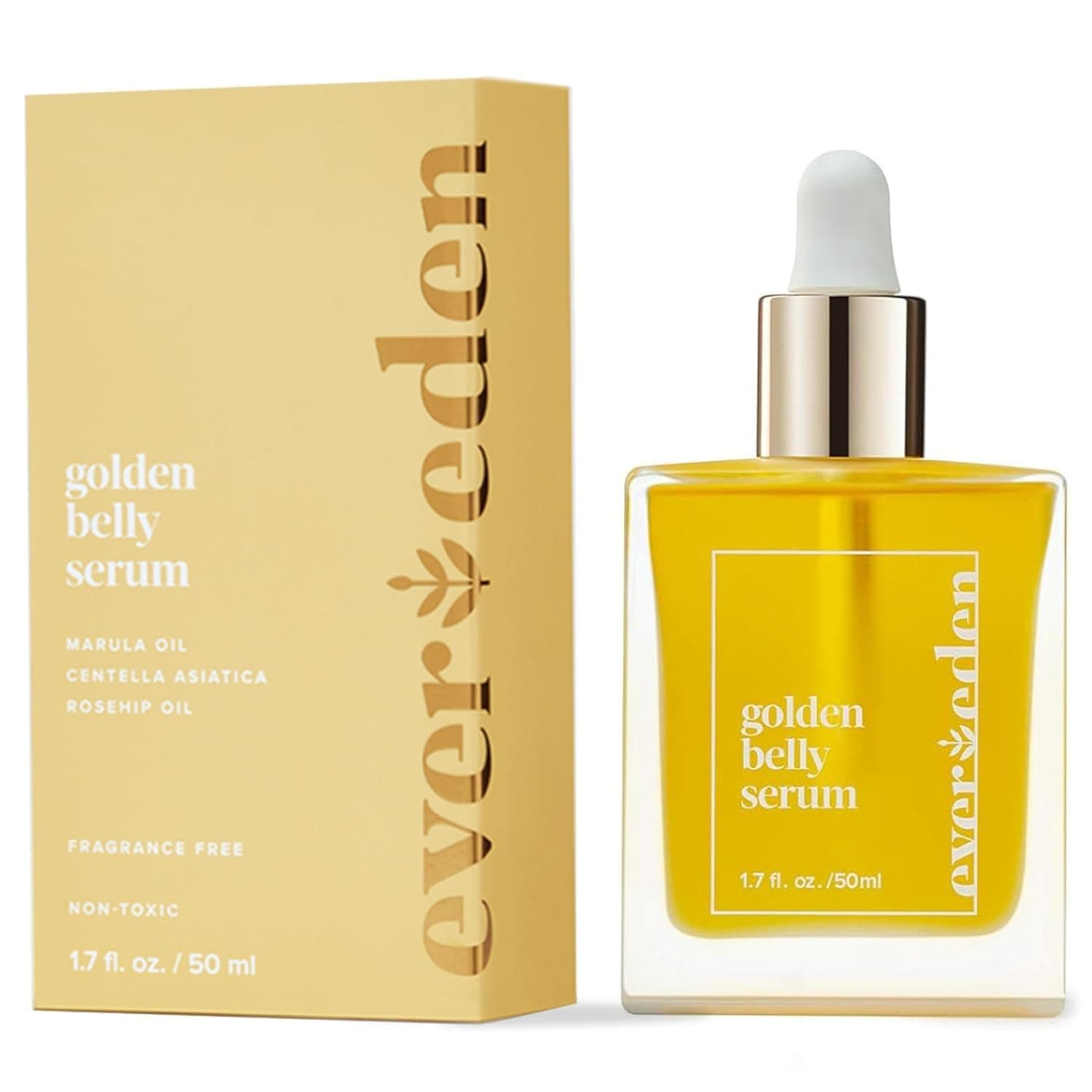 Golden Belly Serum, 1.7 fl oz. | Clean & Vegan Women's Belly Oil for Pregnancy and Postpartum | Clean Maternity Skincare | Non-Toxic Stretch Mark Oil